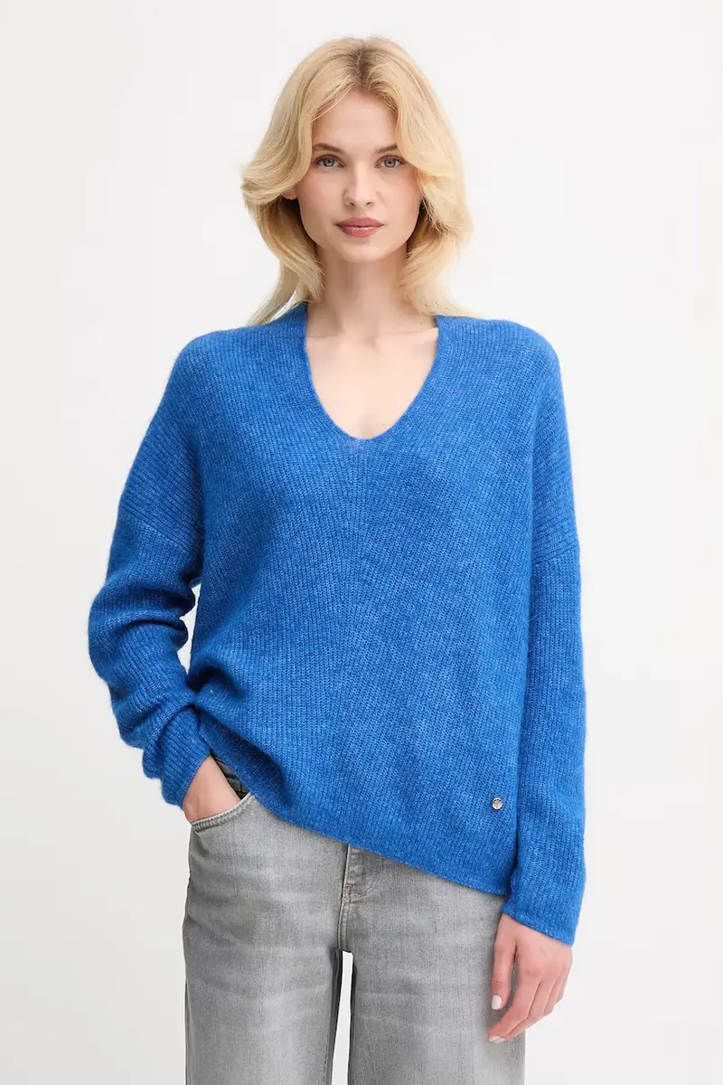 maglione in lana donna colore verde Blu