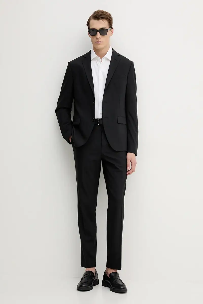 pantaloni in misto lana HUGH colore nero 508680 miniatura 2