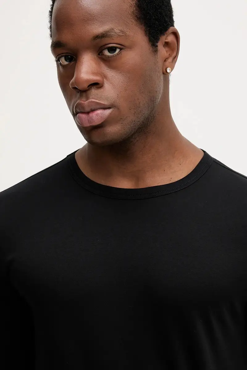 top a maniche lunghe in cotone PERRY colore nero 500430 miniatura 4