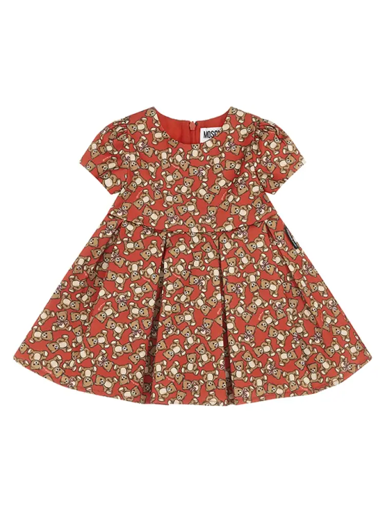 abito infant rosso con logo teddy all over