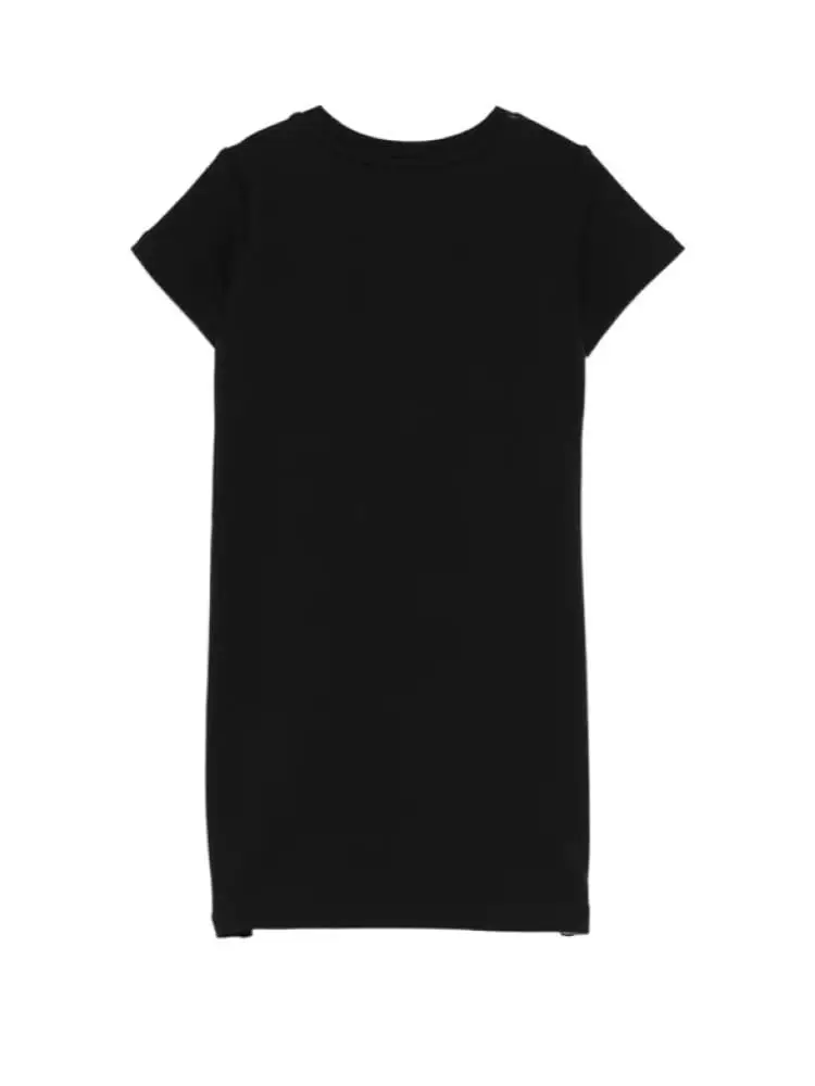 abito nero bambina logo con strass miniatura 2