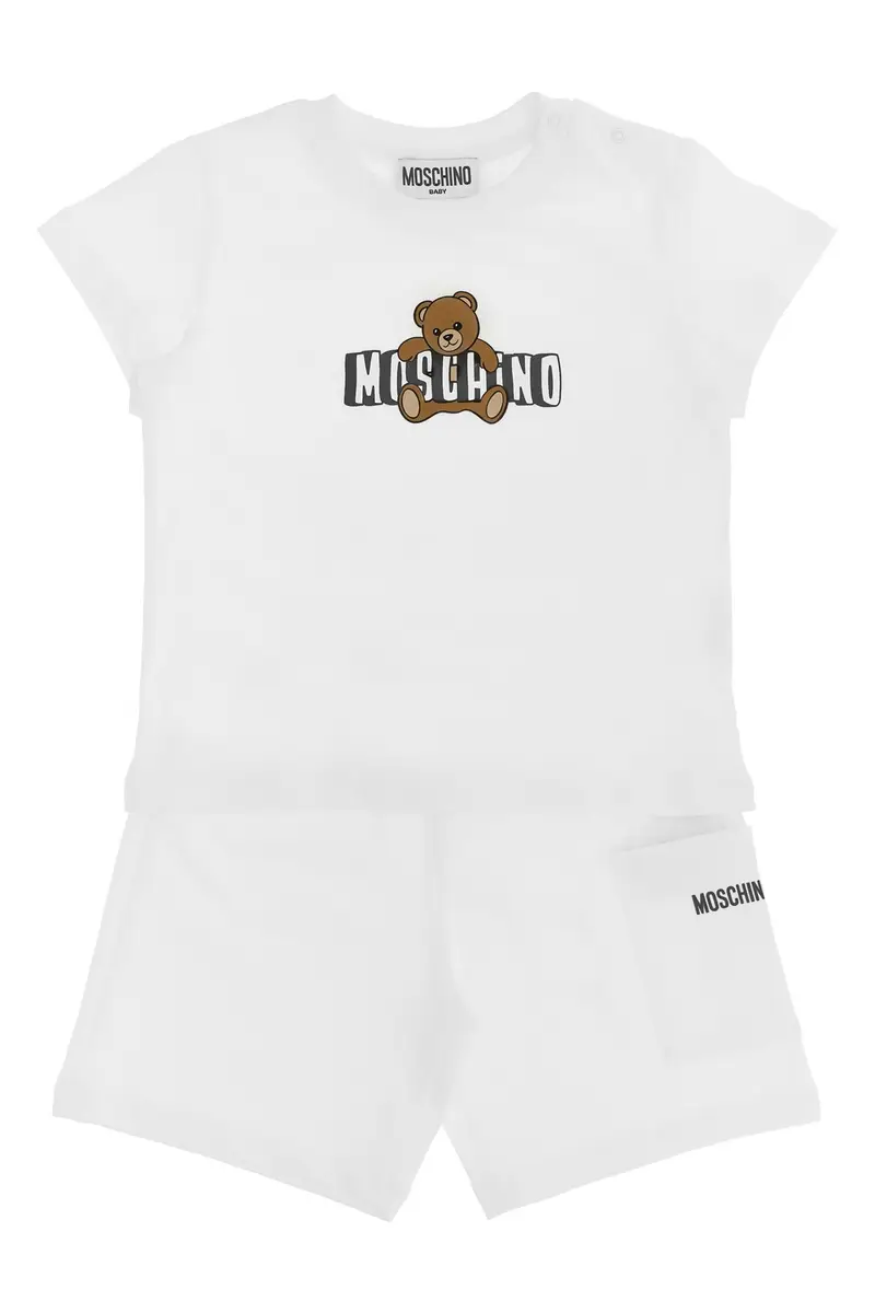 Completo T-Shirt + Bermuda Moschino Teddy Bear Bianco