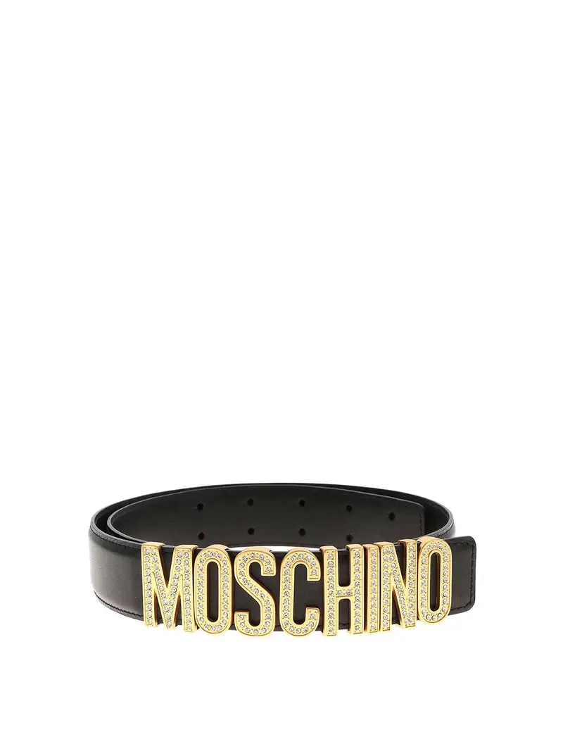 Belt di lettere metalliche cristal Nero