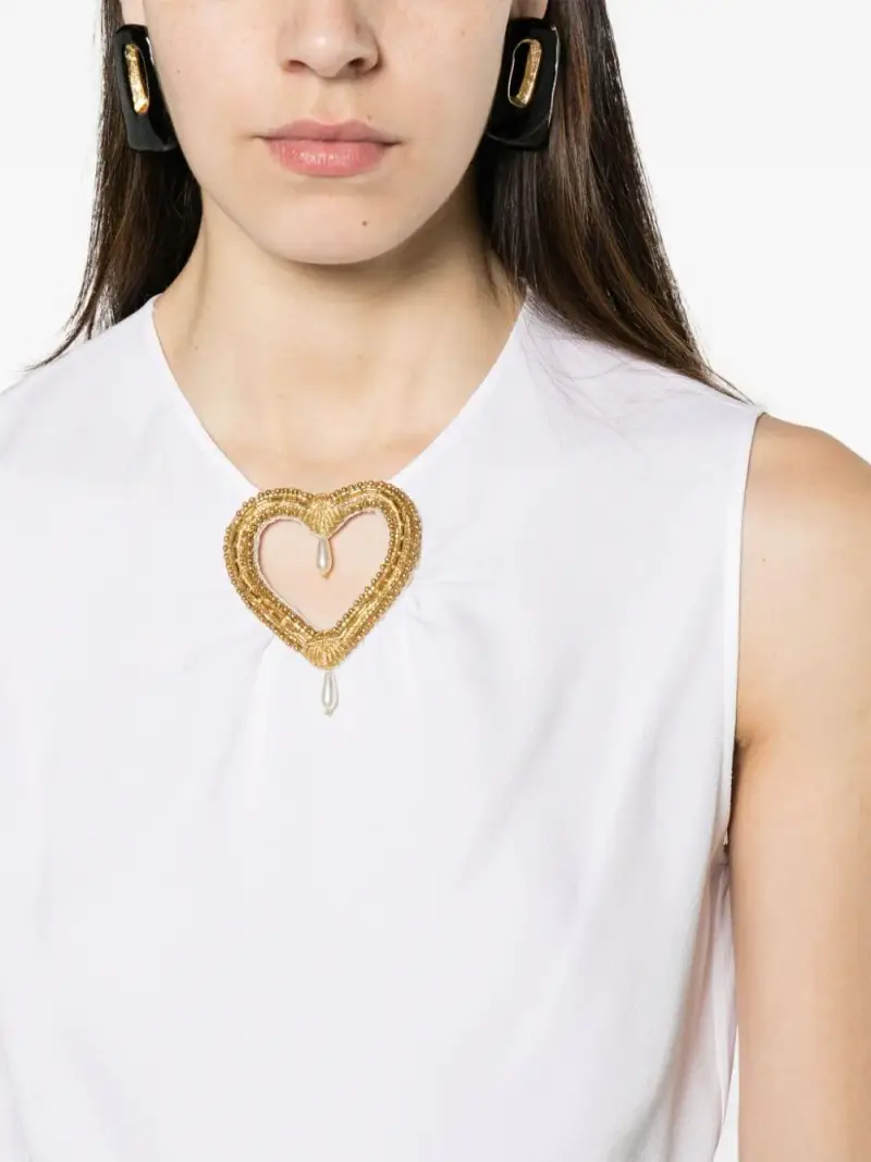 Blusa smanicata bianca cut-out heart miniatura 2