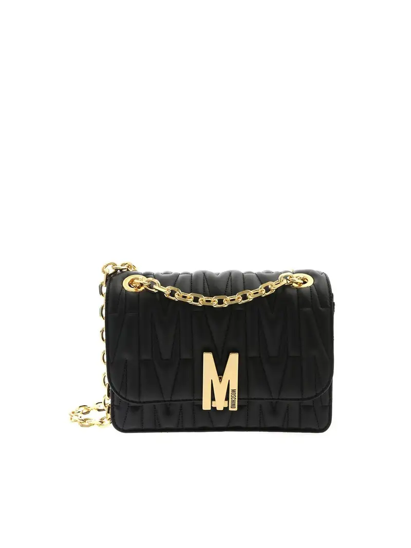 Borsa a tracolla in pelle nera M Quilted Nero