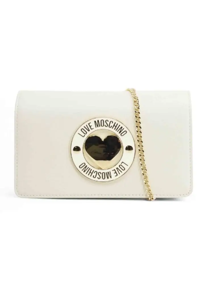 borsa con tracollaa catena in ecopelle nera e placca dorata