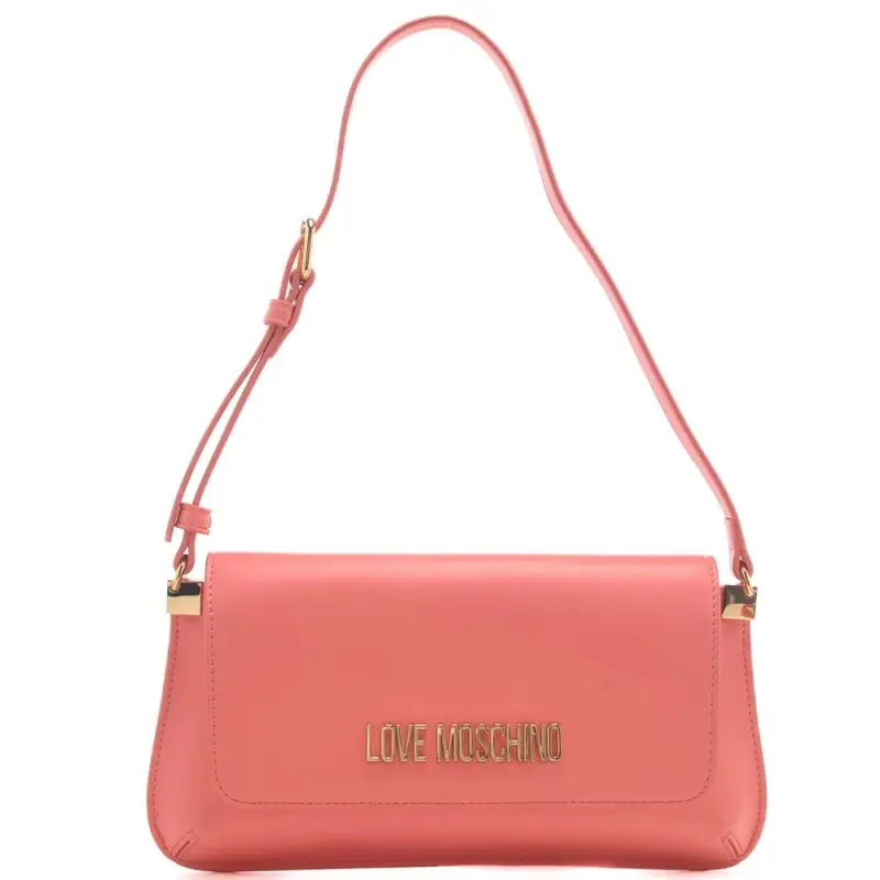 Moschino borsa piatta a spalla da donna con logo lettering corallo