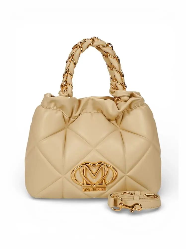 borsa secchiello matelassè in ecopelle burro con tracolla