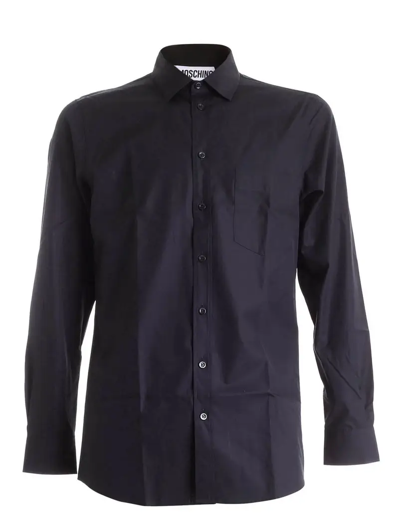 Camicia nera con spille sul colletto Nero