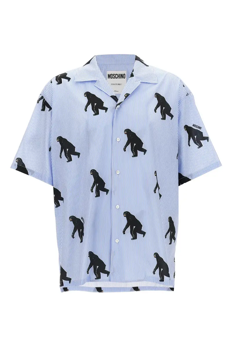 Camicia Stampa Scimpanzé Azzurro