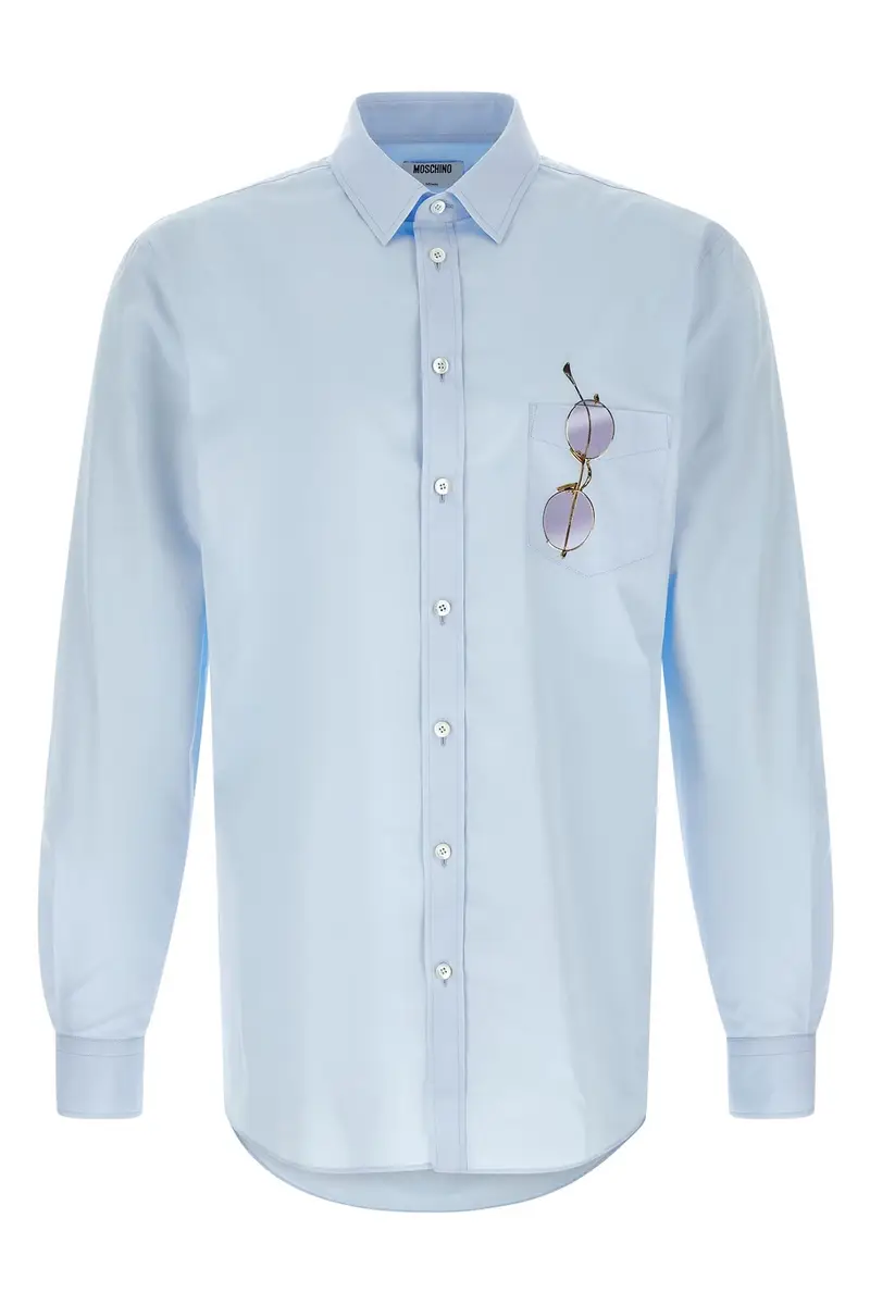 Camicia Stampa Trompe-œil Azzurro