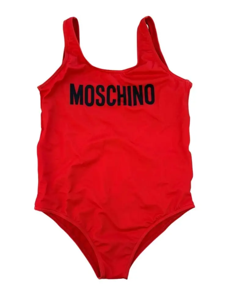 costume intero bambina logo lettering