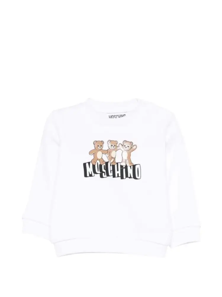 felpa bianca neonato logo teddy