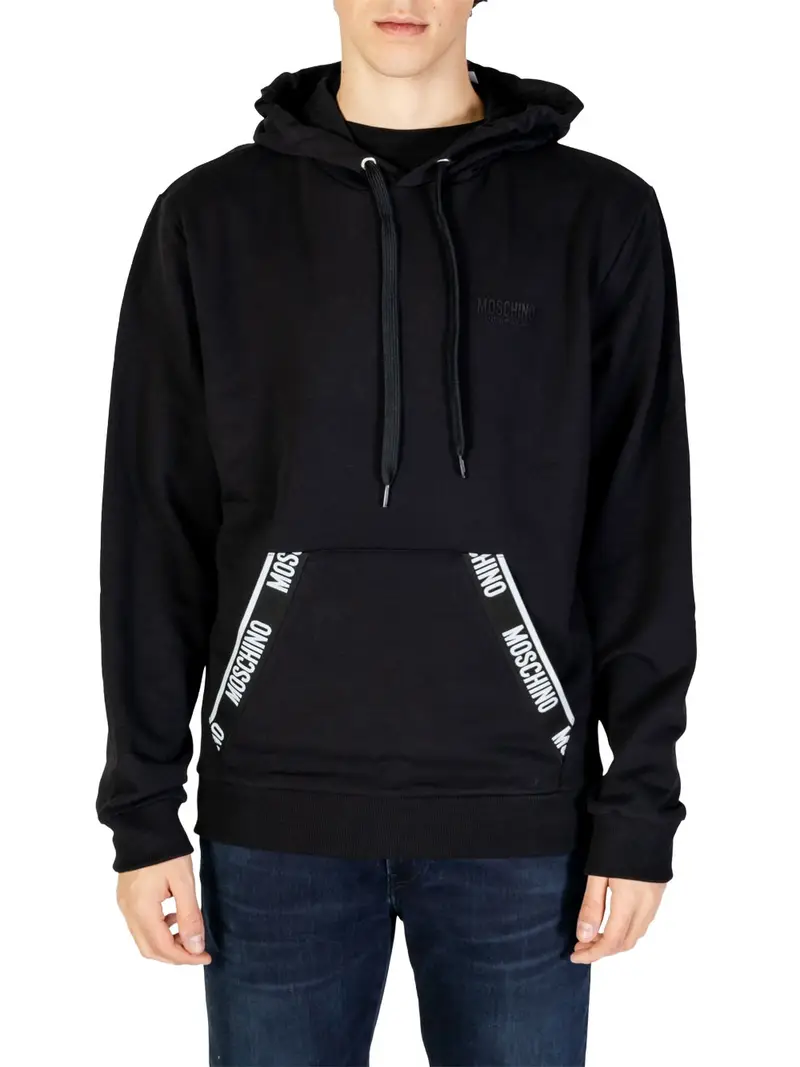 felpa cappuccio moschino da uomo - nero