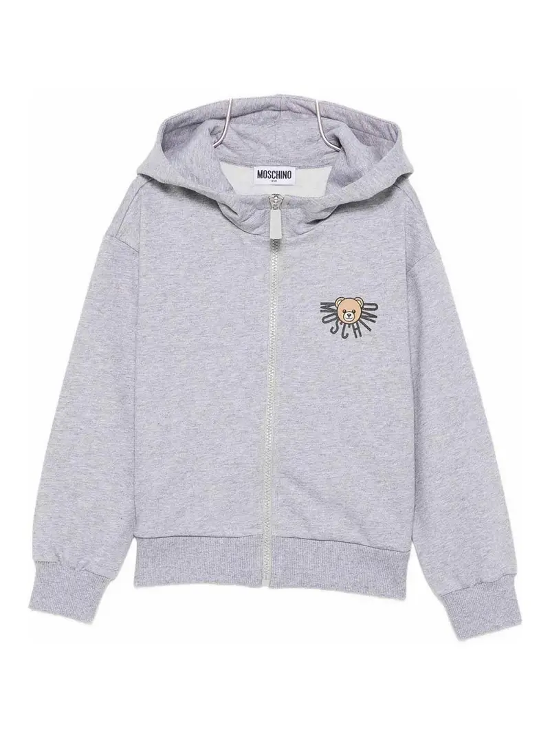 Felpa con cappuccio di cotone con logo Grigio