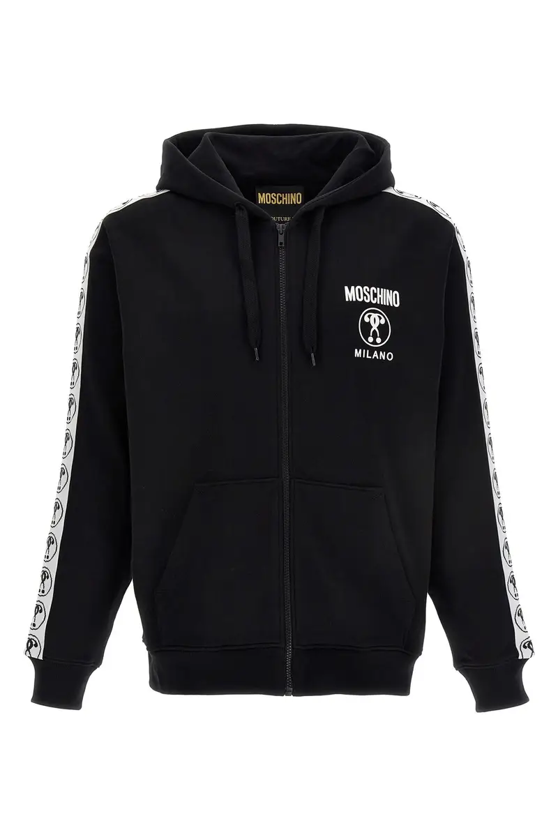 Felpa Con Cappuccio Double Question Mark Bianco