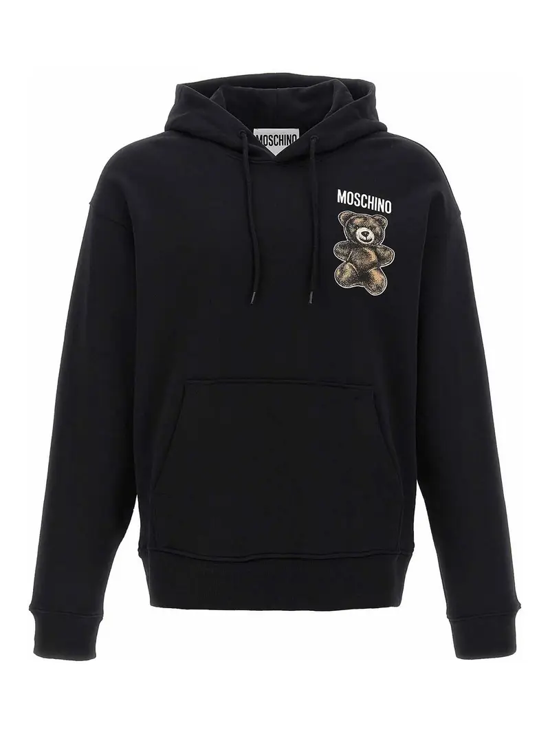 Felpa con cappuccio stampata per orsacchiotti Nero