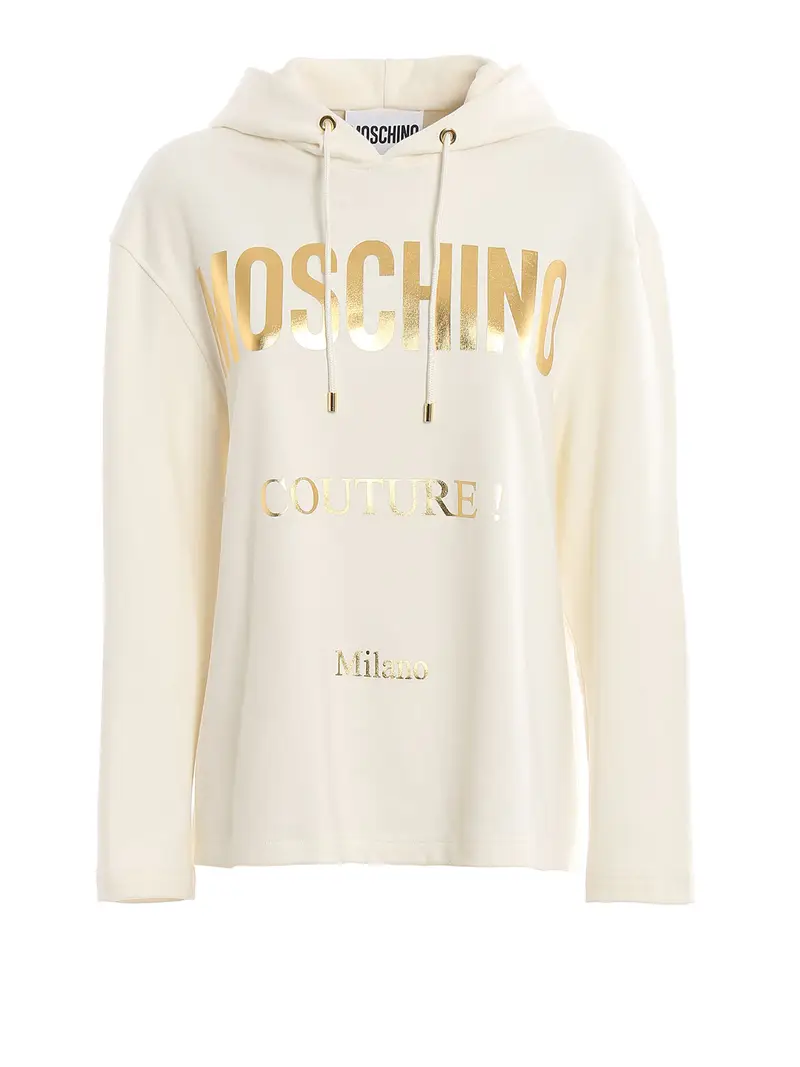Felpa con stampa Moschino Couture ! dorata Bianco
