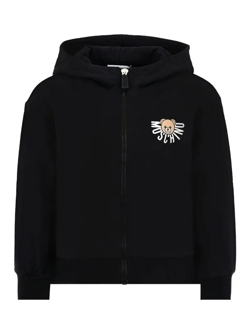 Felpa di cotone con logo Nero