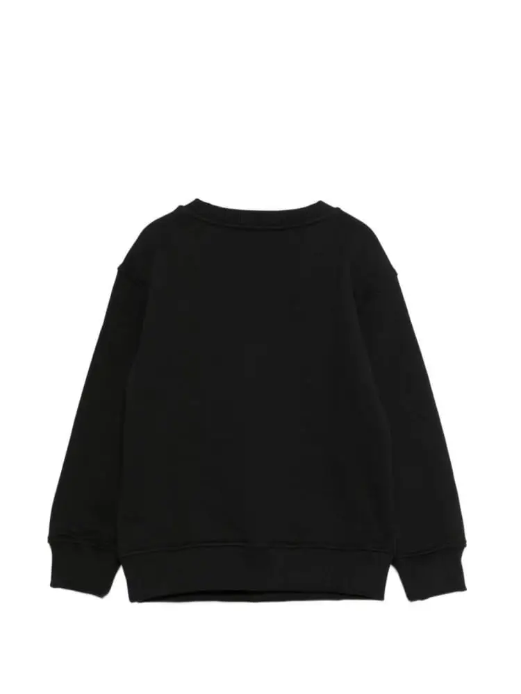 felpa nera bambino logo sul petto miniatura 2