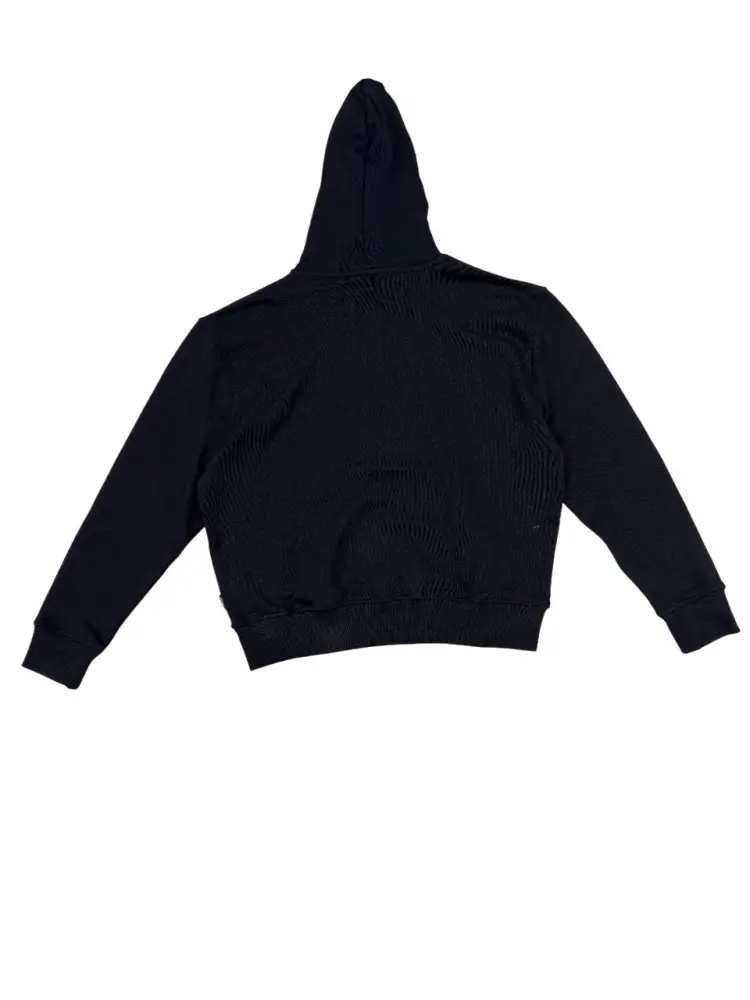 felpa nera donna con cappuccio logo sul davanti miniatura 2