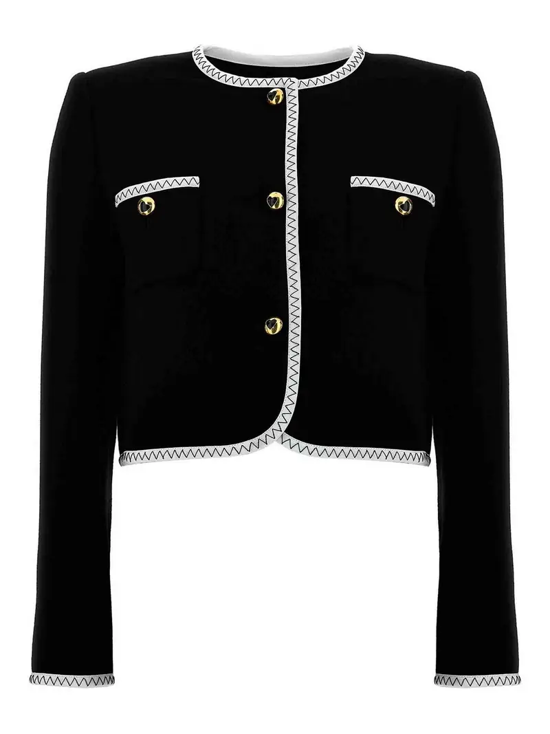 Giacca corta in crepe Nero