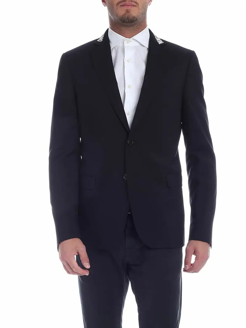 Giacca nera con logo sul revers Nero