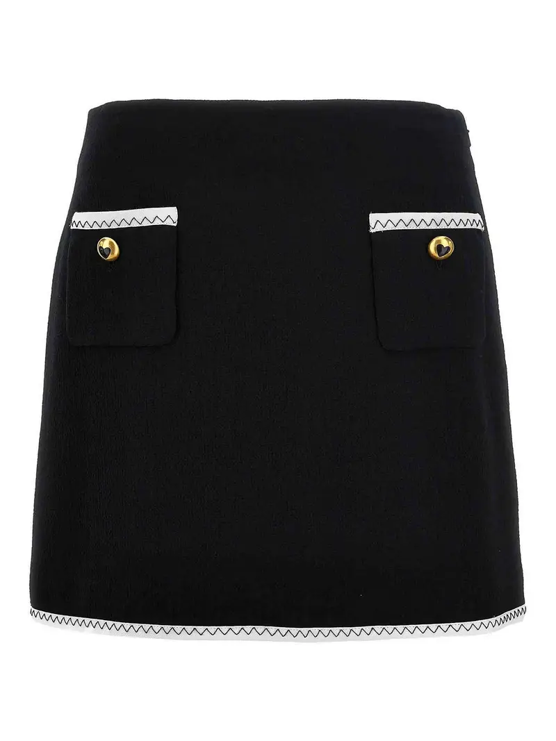 Gonna con bottoni a cuore Nero