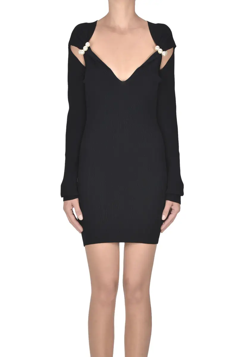 Abito a tubino a costine Nero