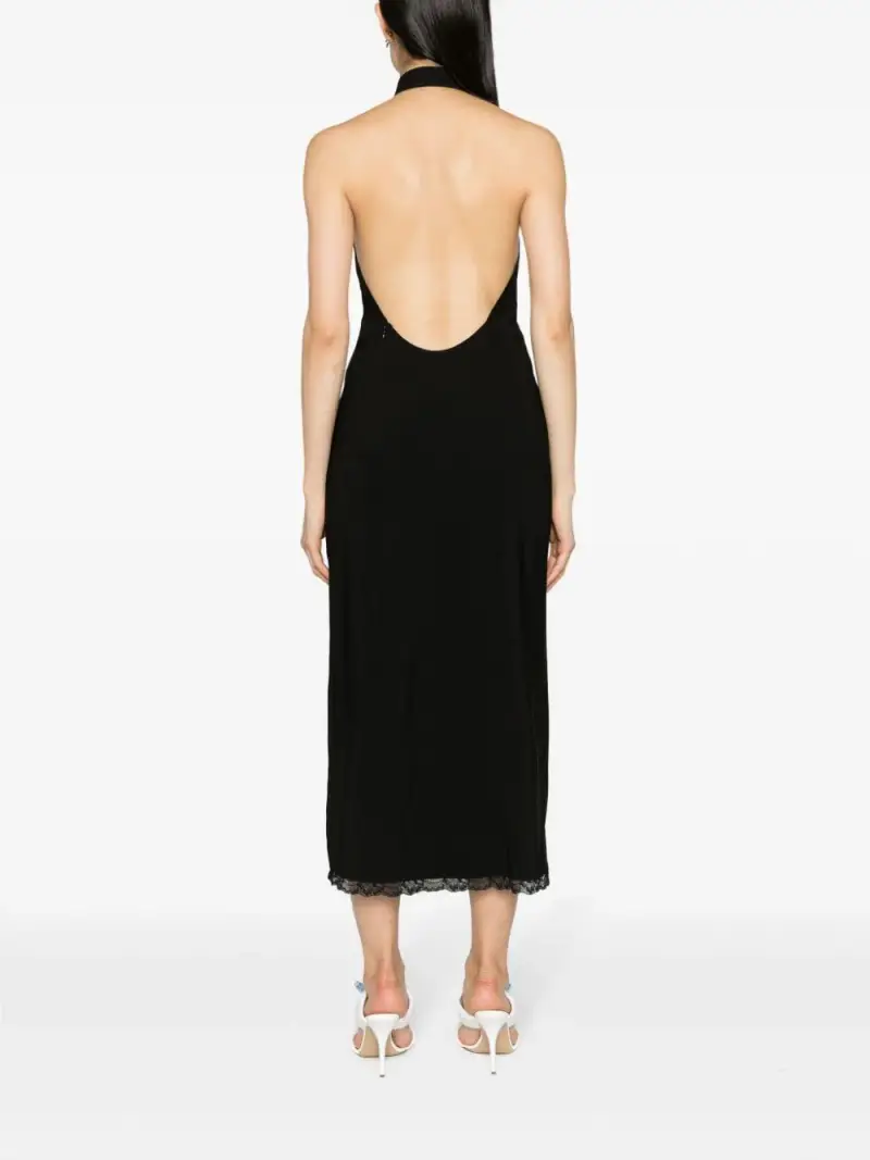 Abito nero scollo all'americana Nera miniatura 3