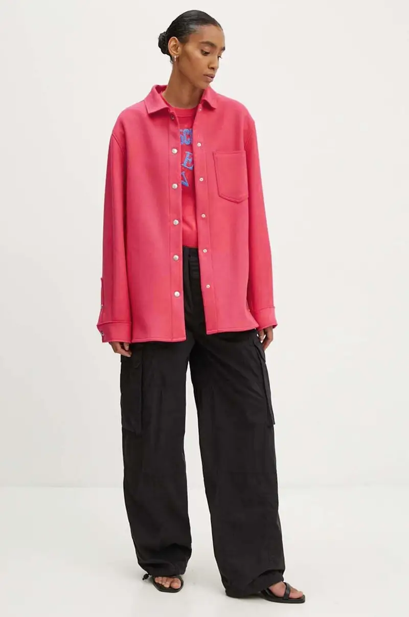 camicia giacca in lana colore rosa 0606.8220 miniatura 2