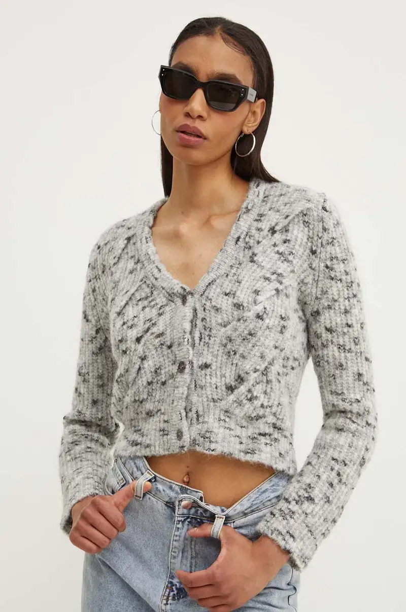 cardigan con aggiunta di lana colore grigio 0904.8202