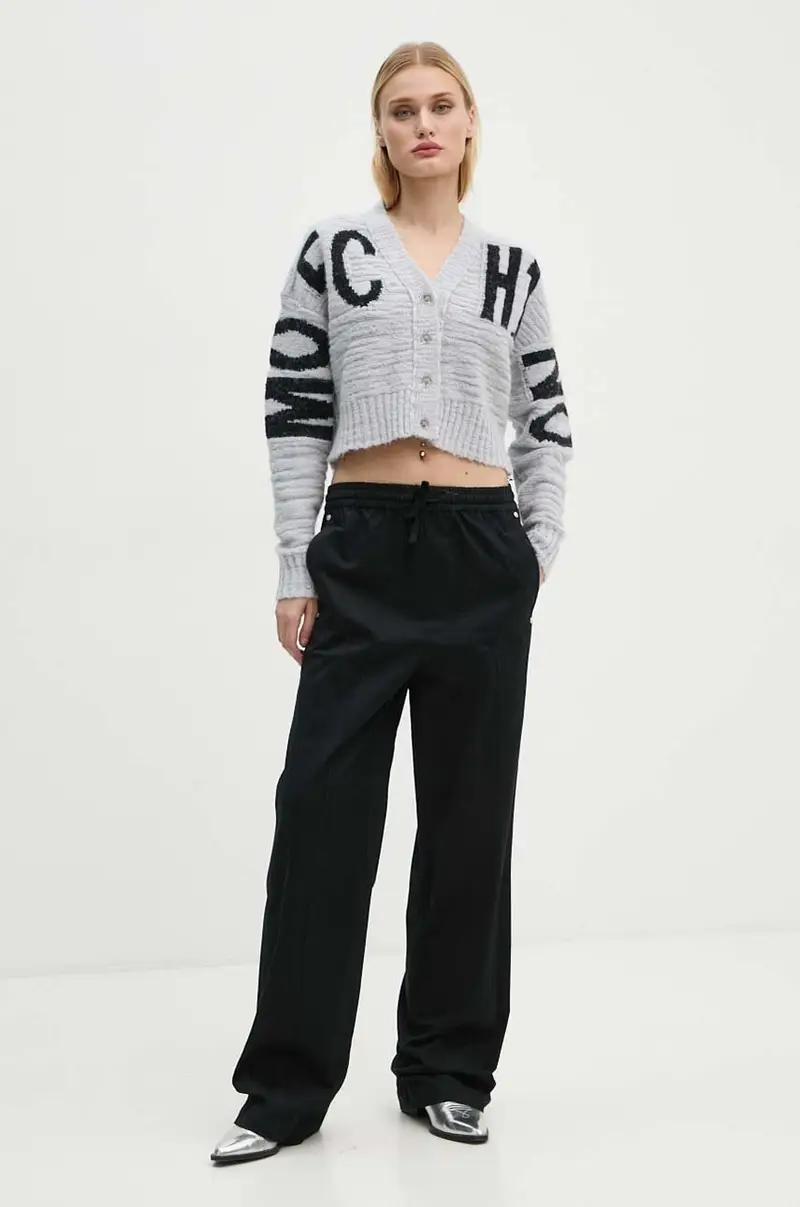 cardigan con aggiunta di lana colore grigio A0912 8705 miniatura 2