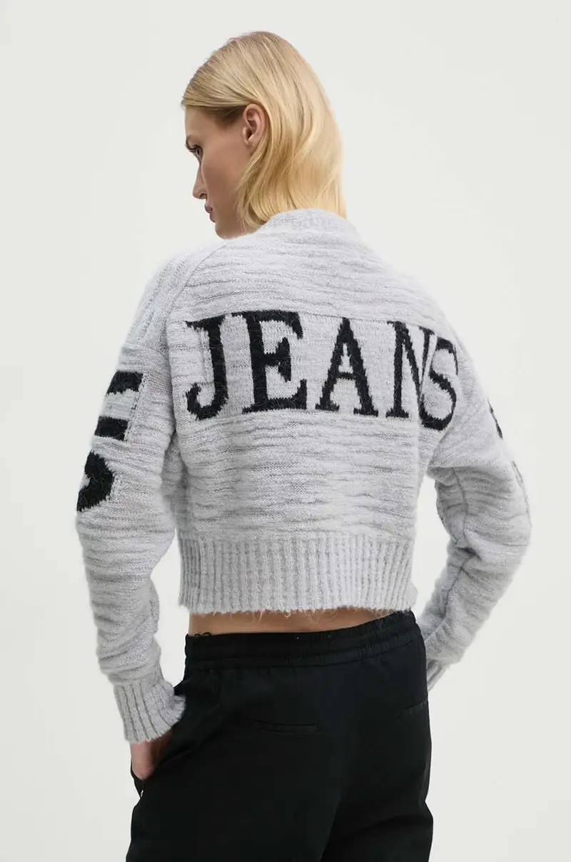 cardigan con aggiunta di lana colore grigio A0912 8705 miniatura 3