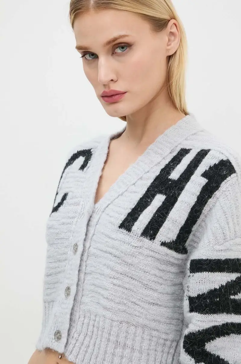 cardigan con aggiunta di lana colore grigio A0912 8705 miniatura 4