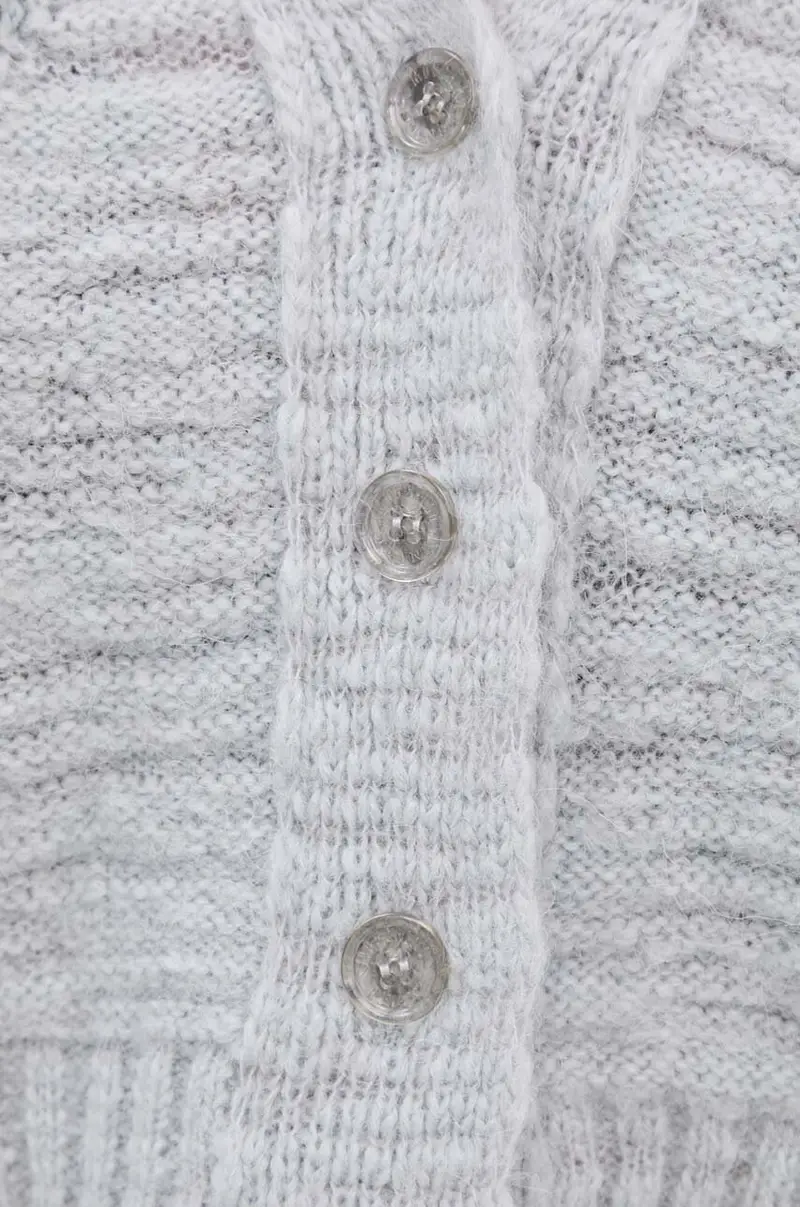 cardigan con aggiunta di lana colore grigio A0912 8705 miniatura 5