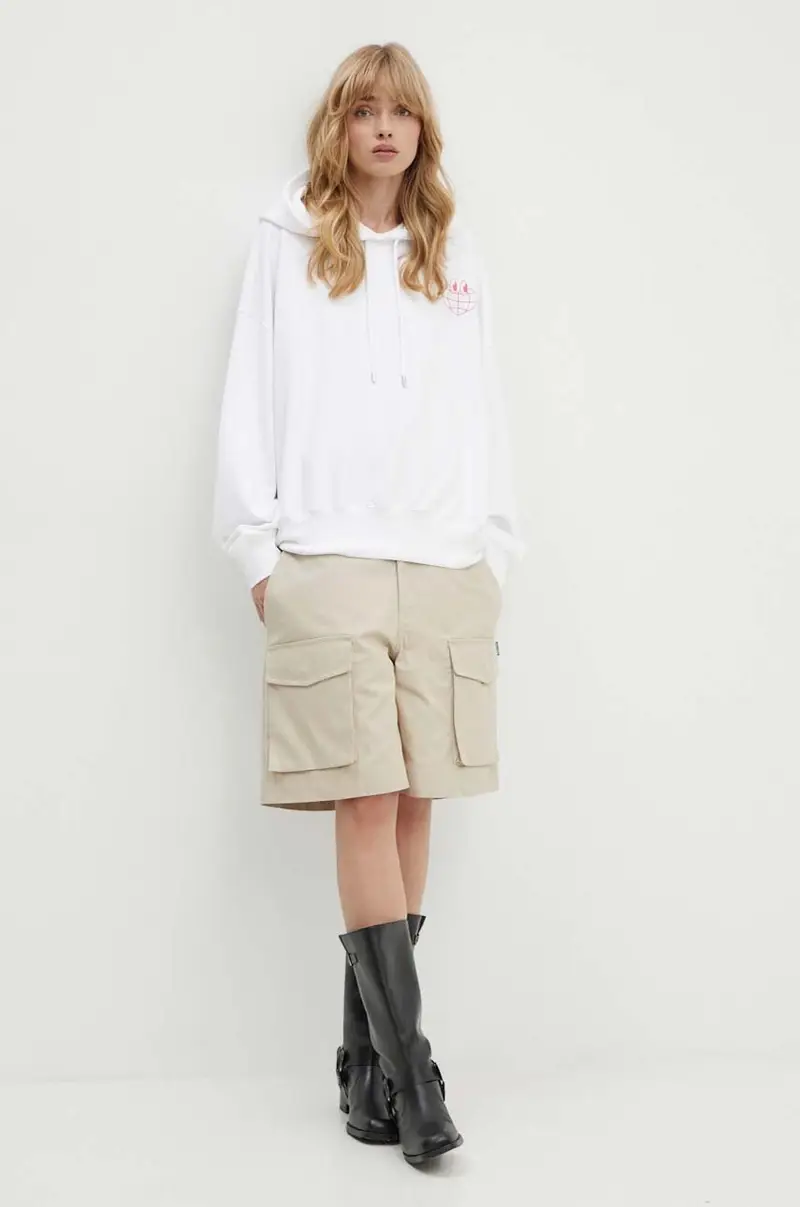 felpa in cotone donna colore bianco con cappuccio 1701.8233 miniatura 2