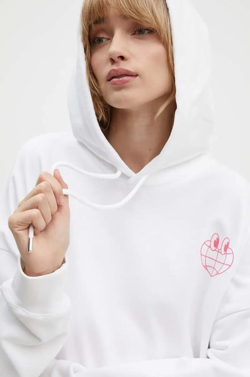 felpa in cotone donna colore bianco con cappuccio 1701.8233 miniatura 4