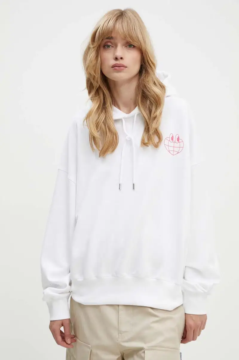 felpa in cotone donna colore bianco con cappuccio 1701.8233