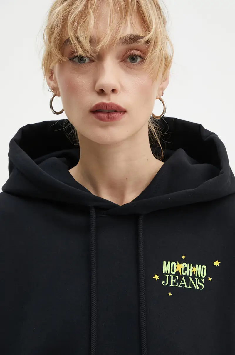 felpa in cotone donna colore nero con cappuccio A1703 8732 miniatura 4