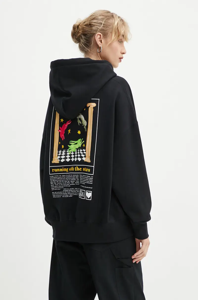 felpa in cotone donna colore nero con cappuccio A1703 8732