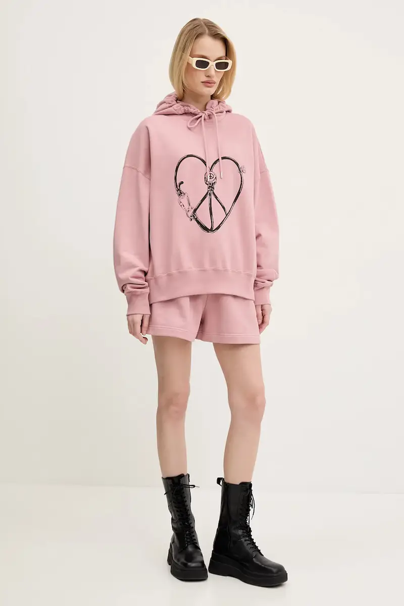 felpa in cotone donna colore rosa con cappuccio 1708 3228 miniatura 2