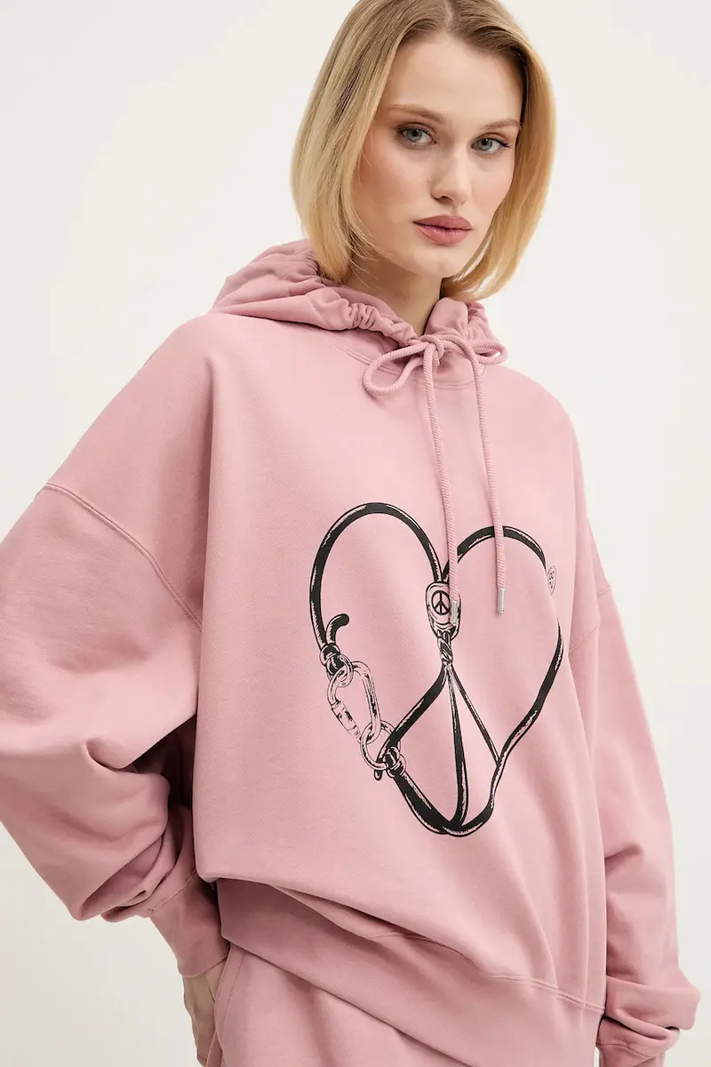 felpa in cotone donna colore rosa con cappuccio 1708 3228 miniatura 4