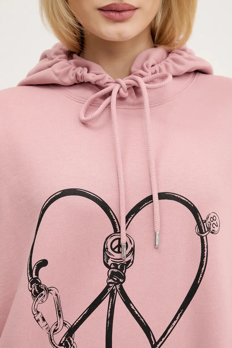 felpa in cotone donna colore rosa con cappuccio 1708 3228 miniatura 5