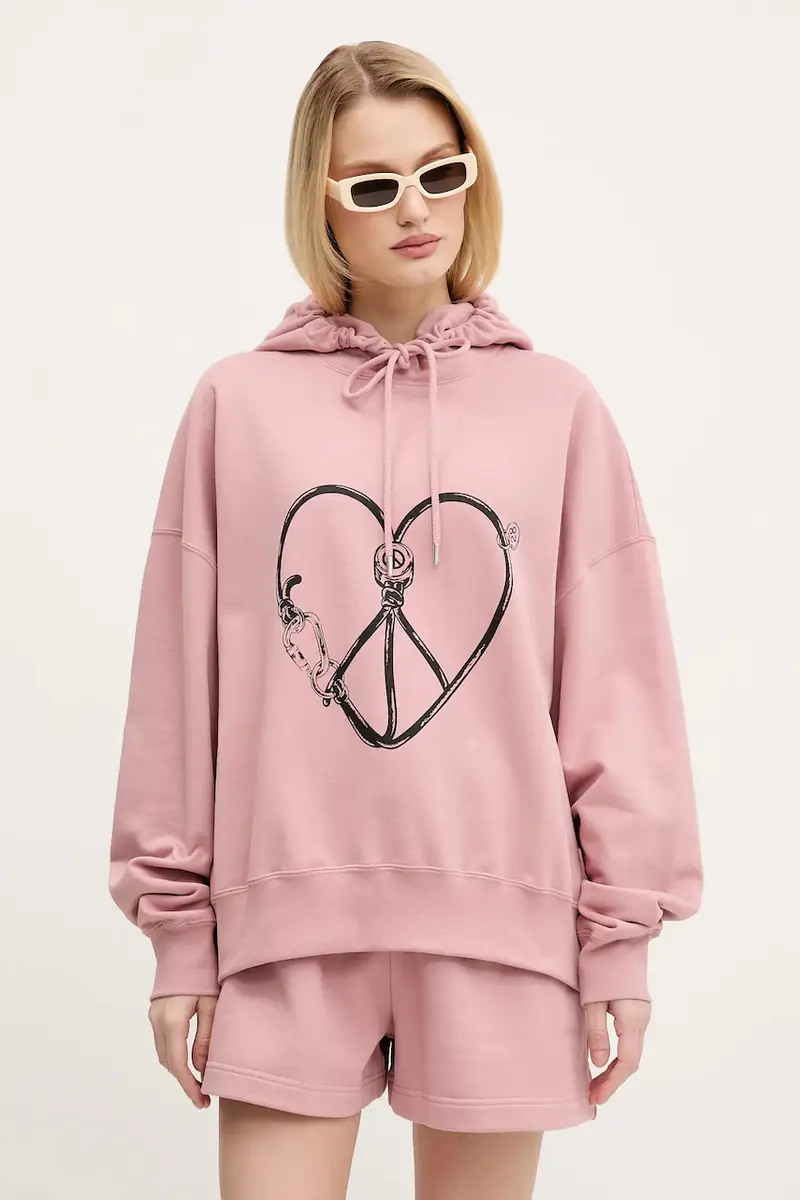 felpa in cotone donna colore rosa con cappuccio 1708 3228