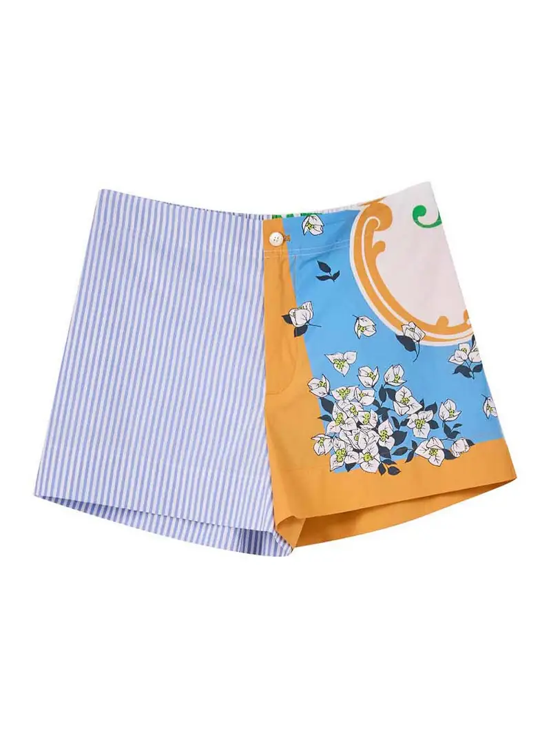 Pantalone Corto Stampa Foulard Multicolore