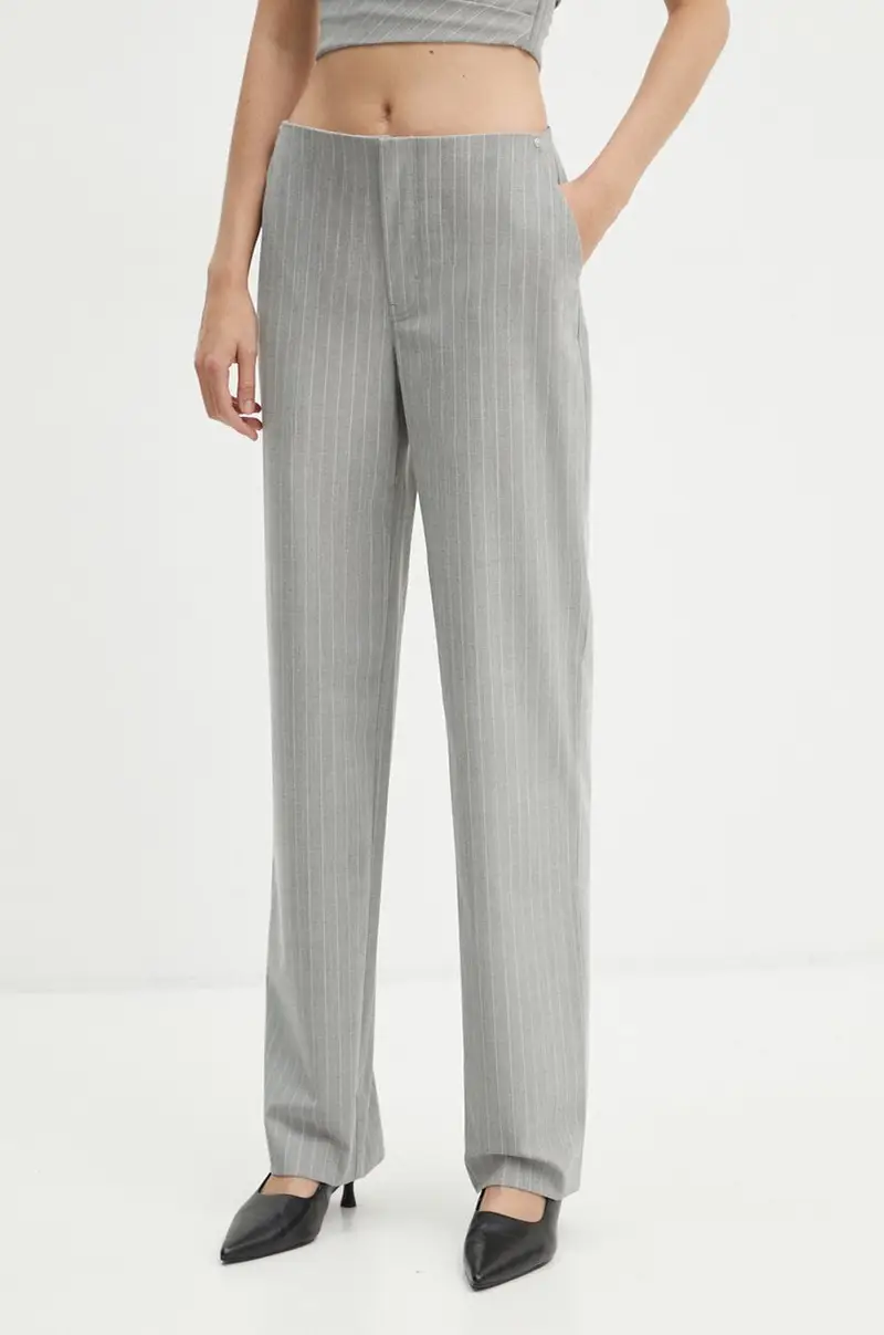 pantaloni in misto lana colore grigio A0307 8725