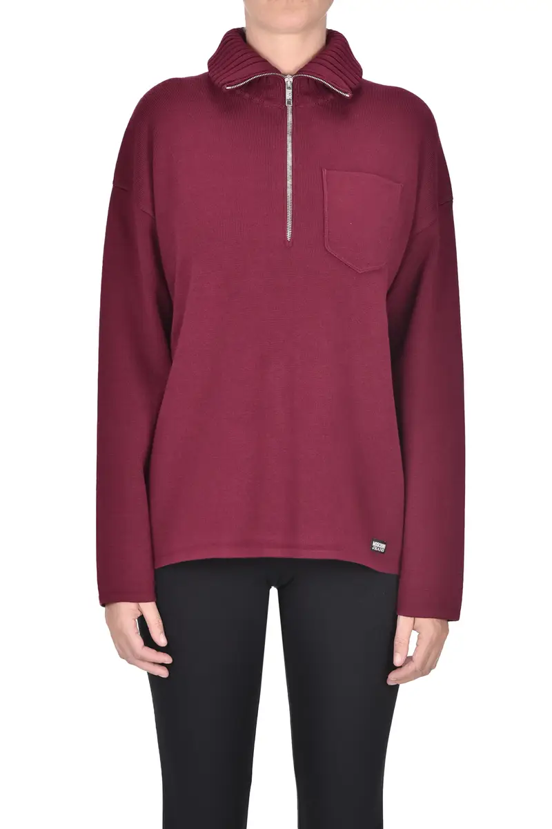 Pullover con zip frontale Bordeaux