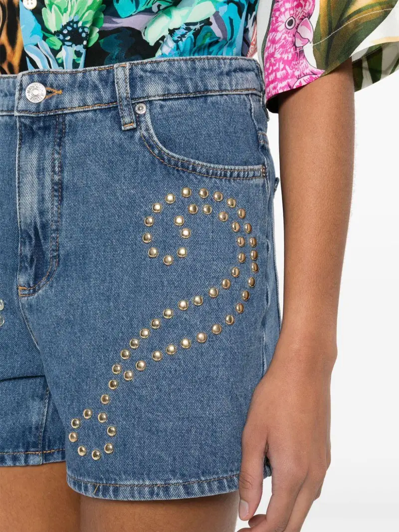 Short denim disegni con borchie miniatura 2