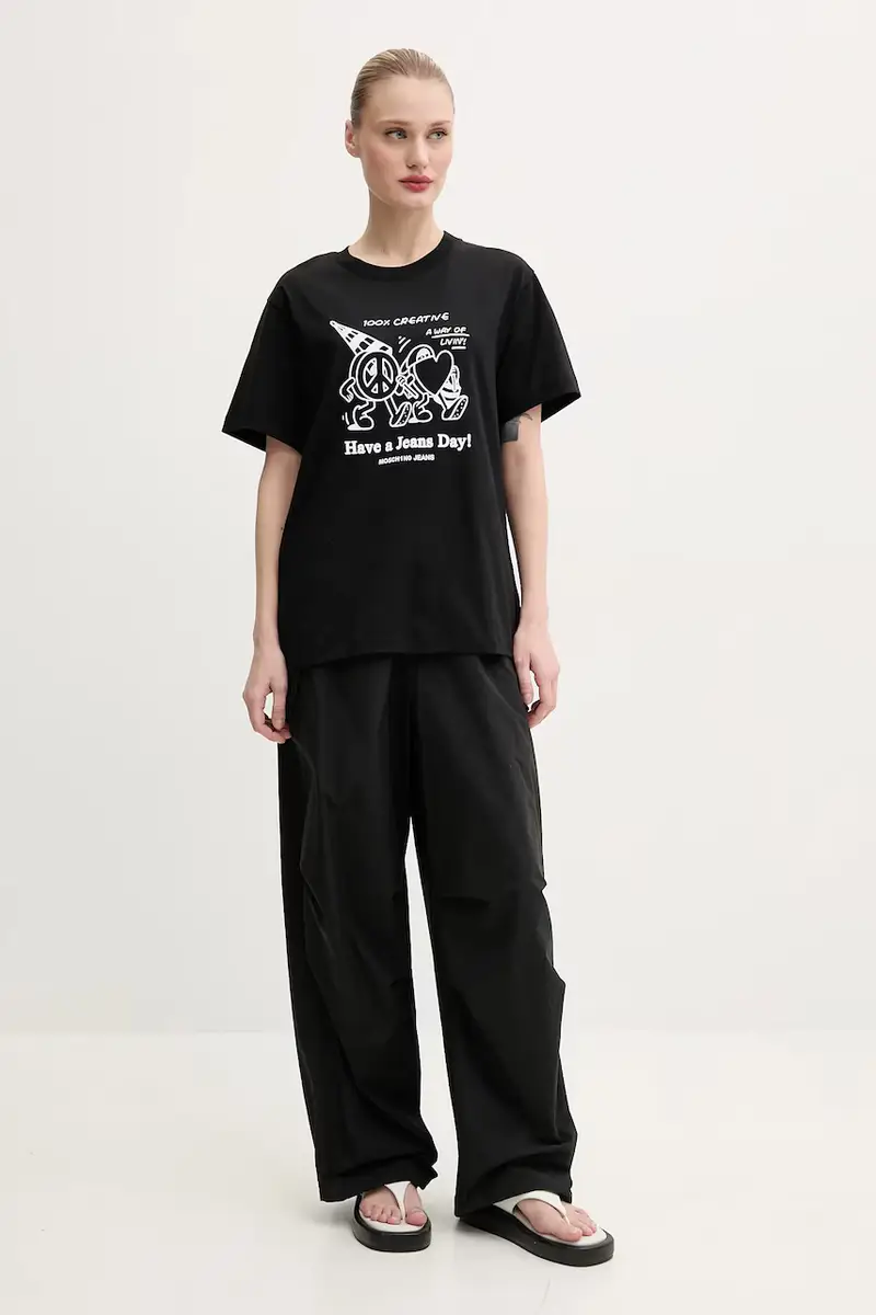 Moschino Jeans T-shirt Donna Nero 3635840 miniatura 2